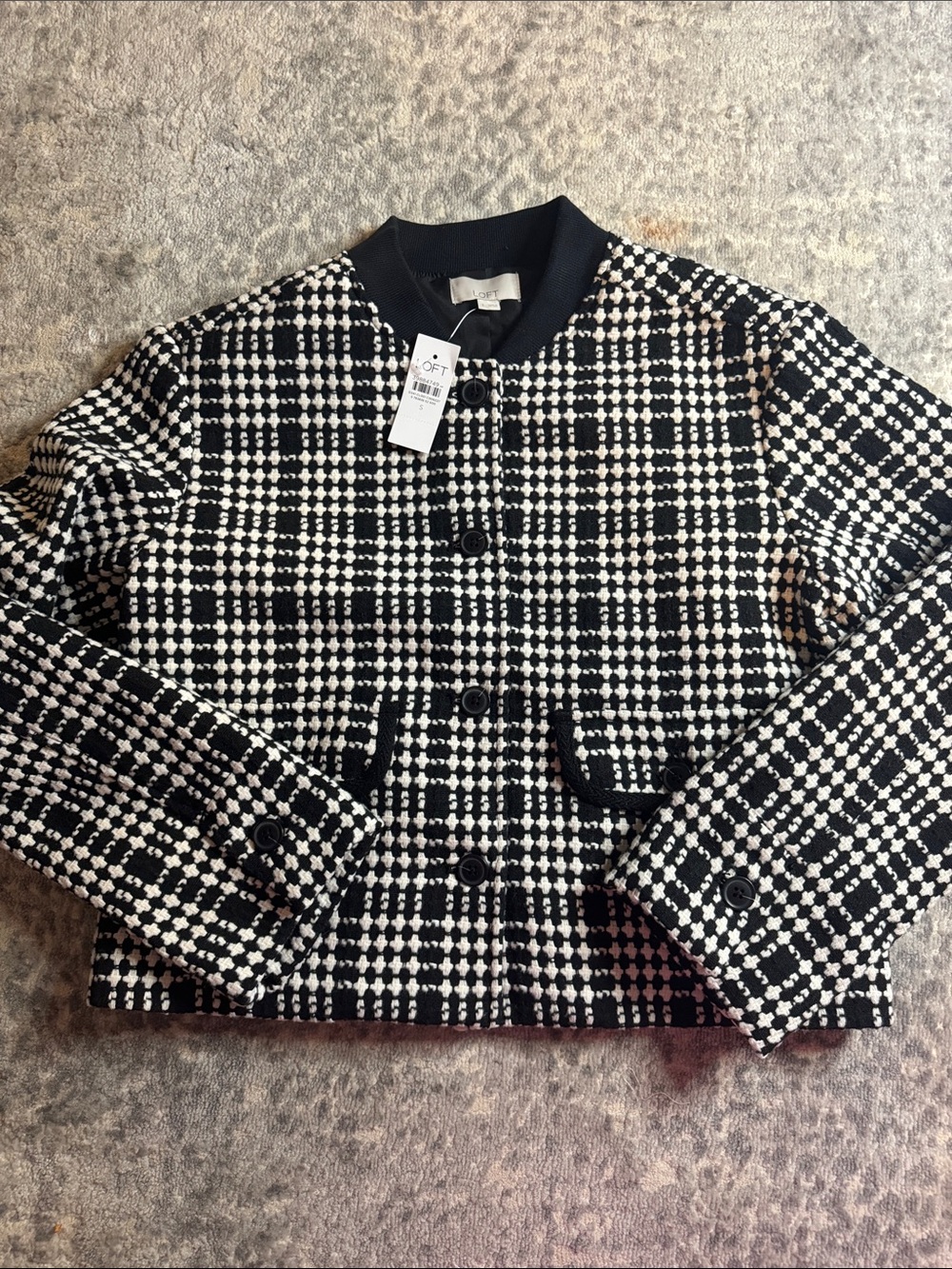 LOFT Black and White Checkered Blazer